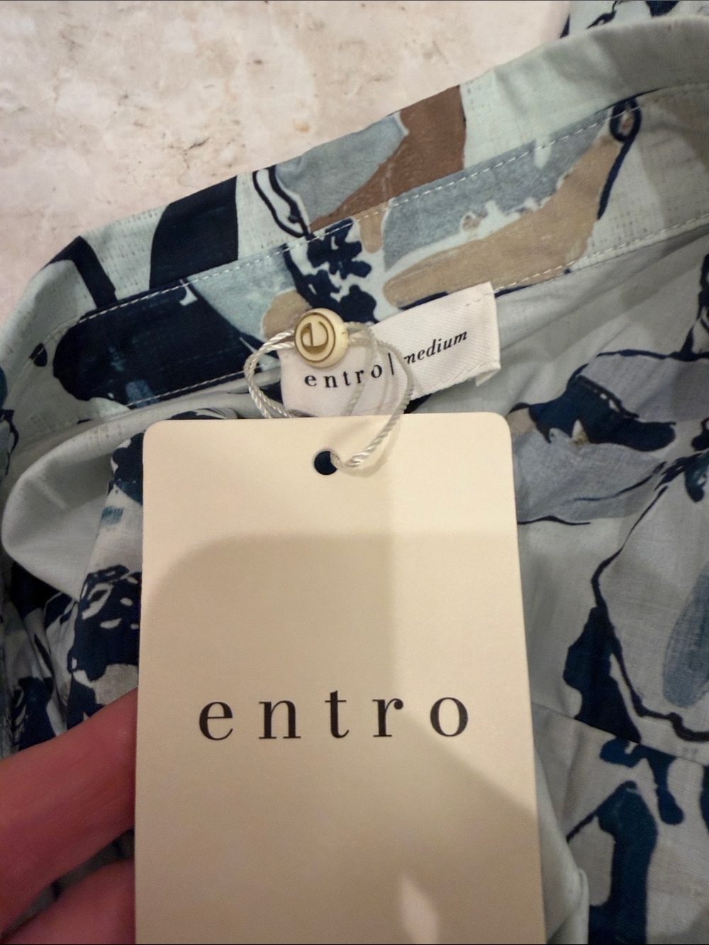 Entro Brand Sleeveless Floral Shirt Dress with Belt - Navy & Cream - Picture 5 of 5